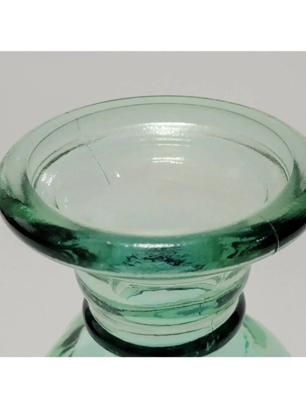GREEN BLUE Glass Vase Candle Holder Hand